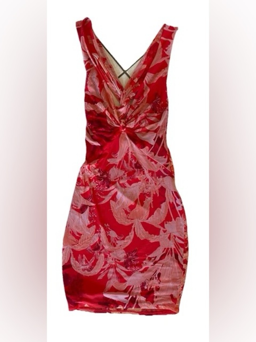 Guess Red and Pink Floral Bodycon Mini Dress